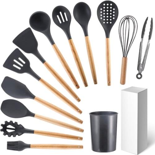 12PCS Silicone Kitchenware Cooking Utensils Set Heat Resistant Non-Stick Cooking Utensils Baking Tools with Storage Box Tools