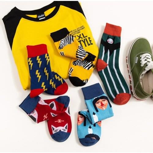 Personality Tide Socks Womens Mid-Tube Autumn And Winter New Products Cotton Womens Socks Original Cartoon Factory Wholesale W