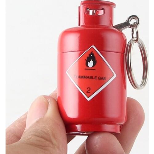 Hot Creative Compact Gas Tank Key Chain Open Flame Lighter Cigarette Lighter Unusual Lighters Interesting Smoking Accessories