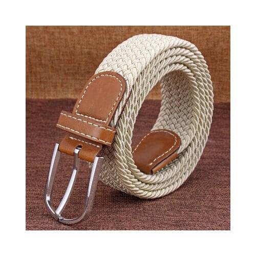 Men Women Casual Knitted Pin Buckle Belt Woven Canvas Elastic Stretch Belts Webbing 2019 Fashion Mens Elastic Knitting Womens