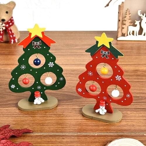 Christmas Decorations Wooden Christmas Tree Creative Scene Layout Ornaments Three-dimensional Red Xmas Table Desktop Decoration
