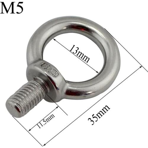 Eye Bolt Stainless Steel Marine Lifting Eye Bolt Ring Screw Loop Hole for Cable Rope Lifting