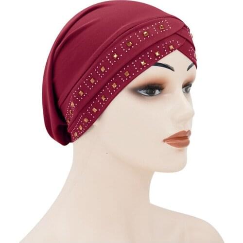 Hijab Caps Muslim Turban Hat Islamic Underscarf Bonnet Solid Color Hijab Ethnic Pastoral Style Muslim Hijab Wrap Head for Women