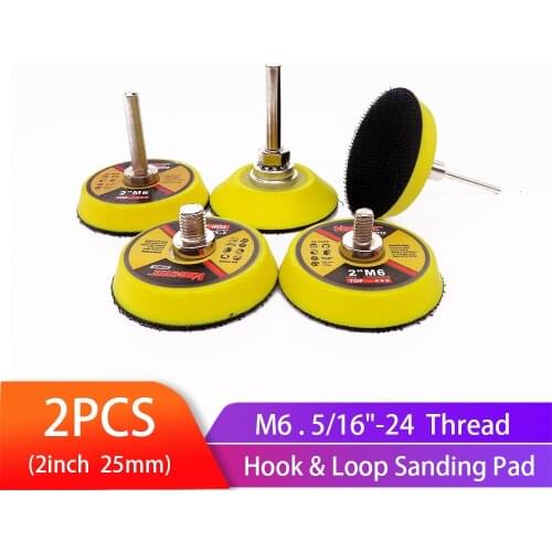 2pcs 2Inch 50mm Back-up Sanding Pad 3mm Shank or M6 5/16"-24 Thread Hook and Loop Sanding Discs for Dremel Accessories