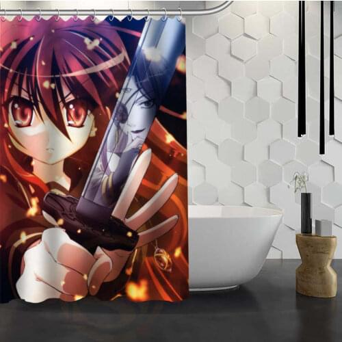 Custom Shakugans Shana Shower Curtain With Hooks 3d Waterproof Polyester Fabric Bath Curtain for Bathroom