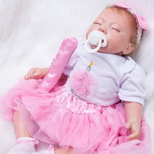 Girl baby reborn silicone dolls 19"48cm soft cotton body Bebes reborn realista bonecas kids playmate reborn toys gift for child