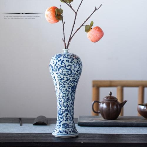 Blue and white porcelain dragon pattern vase Jingdezhen Chinese porcelain Japanese Zen style household table hand-painted vase