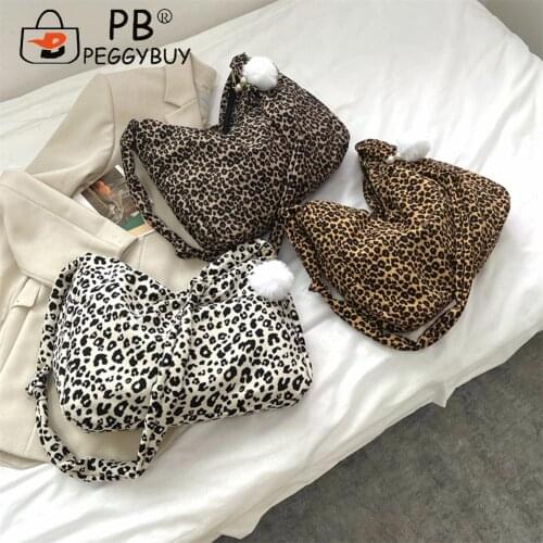 Animal Leopard Print Shoulder Bags Corduroy Vintage Female Purse All Match Season Bags Shopping Phone Holders