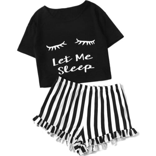 Womens Stes Tops And Shorts Cartoon Print Crop Tops Hight Waist Hot Mini Striped Shorts 2021 Summer Two Piece Set Girls