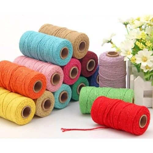 Rope Twisted-Cord 100% Cotton Rope Colorful Twine Macrame Cord String Thread For Party Wedding Decoration Accessory DIY Cord