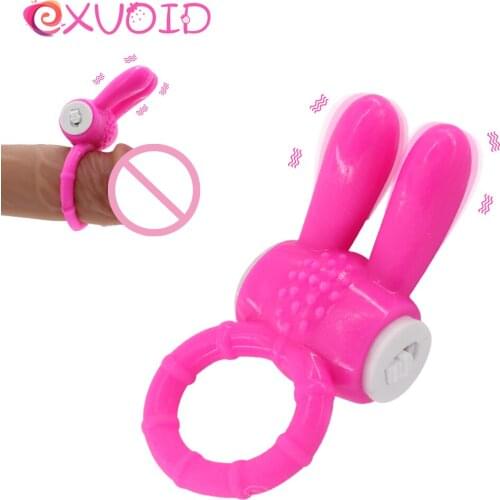 EXVOID Delay Ejacualtion Vibrating Cock Ring Clitoris Stimulate Sex Toys for Men Erection Sex Shop Rabbit Penis Ring Vibrator