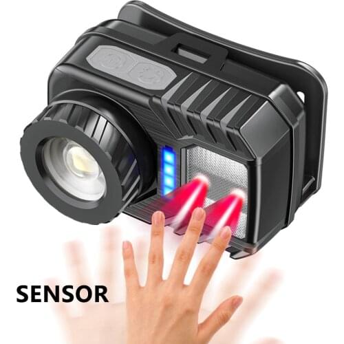 XM-L2 U3 Sensor High Quality Zoomable Led Headlamp Built in Battery Head Lamp Headlight Red & White Emitting Colors Bulbs Light