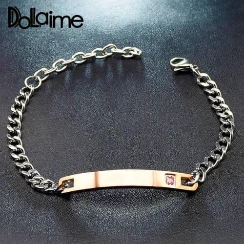 Engagement Wedding New Arrival Trendy Women Stainless Steel rose color Simple Bending Inlay Bracelet B792