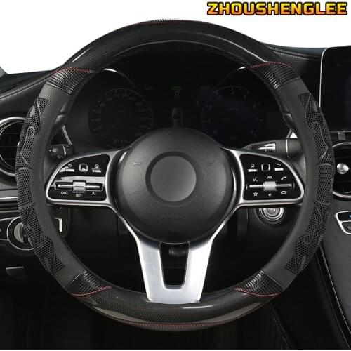 ZHOUSHENGLEE Microfiber Leather Car Steering Wheel Cover For Audis A1 A3 A4 A4L A5 A6L A7 A8 Q3 Q5 Q7 TT