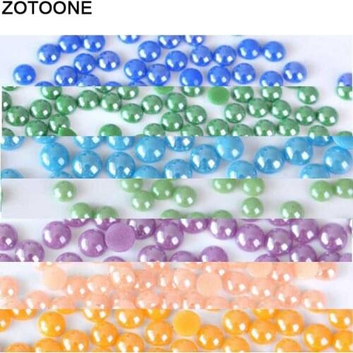 ZOTOONE 3.8-4mm 1000Pcs Rhinstones Glue On Wedding dresses Bags DIY Ceramics Pearl Rhinestone Decorations Applique Hot Fix C