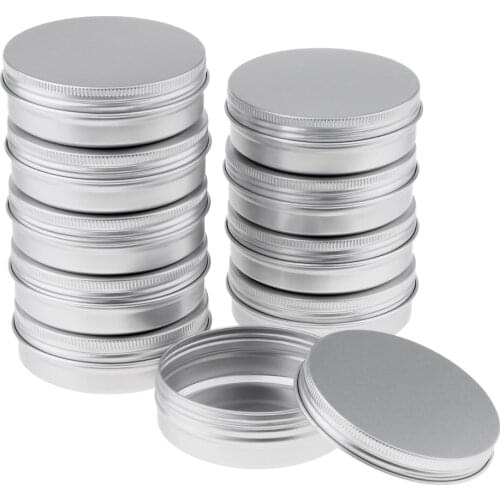 10 Empty Aluminum Tins Cans With Screw Lids Container Jar Top Round 3.5oz