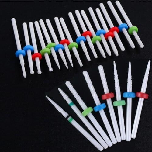 2 PCS / Lots Milling Cutter Smooth Top Ceramic Nail Drill Bit 3/32" Rotary Burr Nail Mill Bits