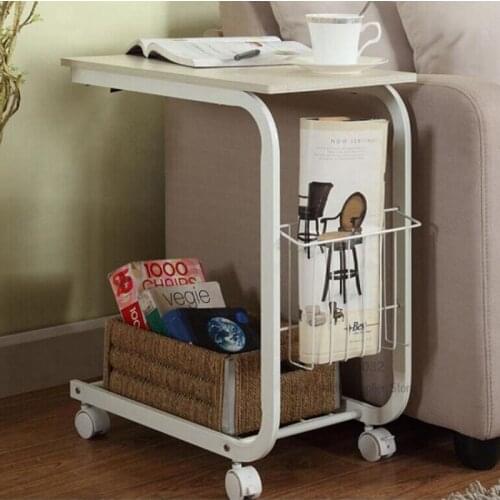 2 Layer Iron Living Room Bed Movable Sofa Small Table Corner Several Side Table Lazy Coffee Table Simple Belt Wheel