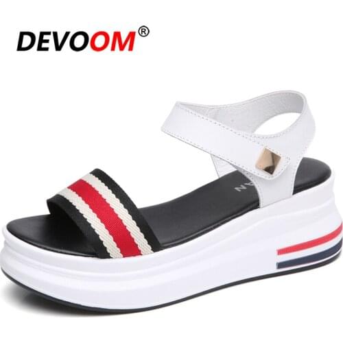 2019 Fashion Womens Wedges Sandale Compensé Femme Summer Pu Women Shoe Women Platform Sandals Teenslippers Black Diamond Sandals