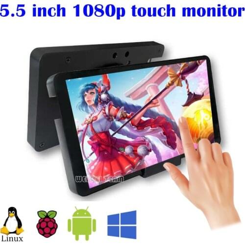 5.5 Inch Portable Monitor 1920x1080 Capacitive Touch Screen For Chromecast Android Set Top Box Raspberry Pi 4 4B Camera Display