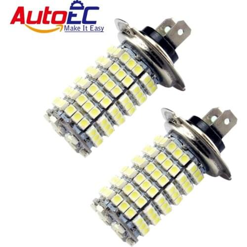 AutoEC 100pcs Car Auto H7 led headlight bulb 120 LED 12V SMD 3528 1210 fog lights Fog Driving Head Light Lamp Bulb 12V