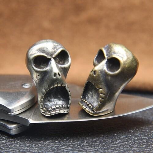 Big Mouth Ghost Skull Face EDC Tools Brass Knife Bead Outdoor Carabiner Flashlight Lanyard Pendant DIY Paracord Chamrs Accessory
