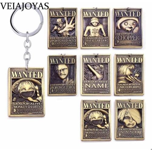 Anime ONE PIECE Keychains Car Charm Key Chain Luffy Zoro Sanji Nami Silver Bronze Tag Pendant Key Ring Holder Chaveiro Jewelry