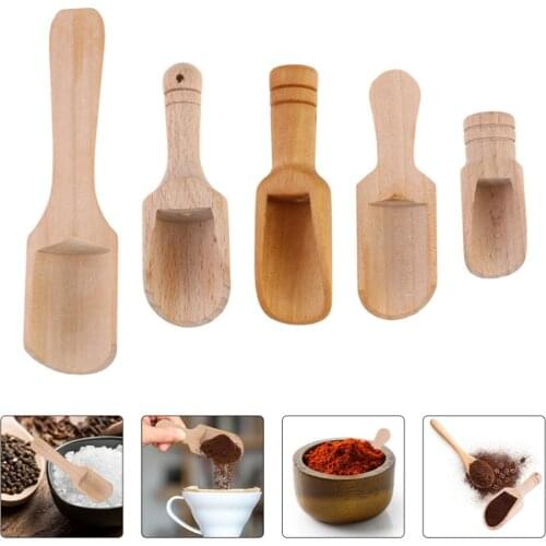 10Pcs Wooden Salt Spoon Small Salt Spoon Wood Tea Scoop Seasoning Spoon