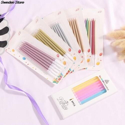 Long Pencil Cake Candle 6Pcs/lot Safe Flames Kids Birthday Party Wedding Cake Candle Favor Supplies Cake Romantic Decorations