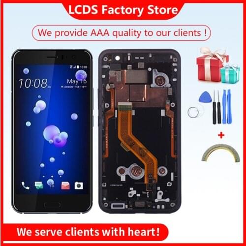 For 5.5" HTC U11 LCD Display Touch Screen Digitizer Assembly with Frame Replacement Parts 2560*1440 For HTC U-3w U-1w U-3u LCD