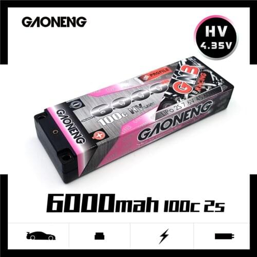 Gaoneng GNB 6000mAh 7.6V HV 100C/200C 2S Hardcase 2S LiPo Battery pack 5.0mm bullet Deans T Plug for 1:10 1/10 RC Car RC Boat