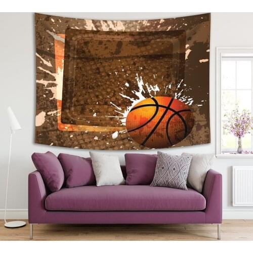 Tapestry Basketball on Grunge Background Sport Poster Artistic Illustration Brown Beige Orange