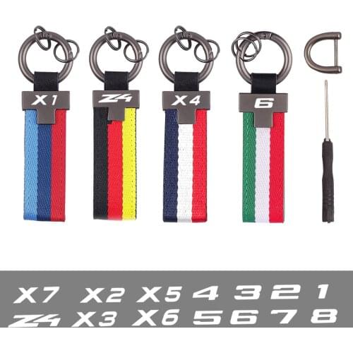 Carabiner Tricolour flag Car leather keychain For BMW 1 2 3 4 5 6 7 8 Series i3 i8 ix3 X1 X2 X3 X4 X5 X6 X7 Z4 car Accessories