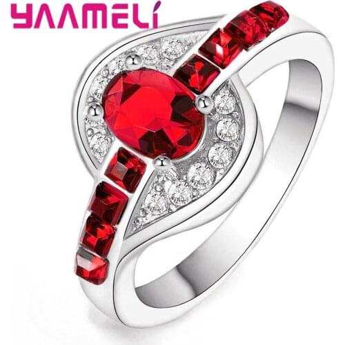 Created Finger Ring Halo Ripple Charms Engagement Wedding Jewelry 925 Sterling Silver Austrian Crystal for Women Xmas Gifts