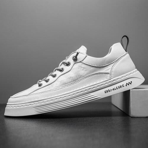 Men Sneakers Soft Leather Casual Shoes Flat Fashion Mens White Shoes Boys School Student Lightweight Work Shoes
