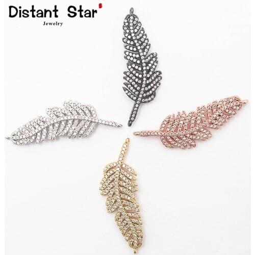 0.57*1.69in Leaves Exquisite Diy Jewelry Bracelet Accessories Copper Bracelet Necklace Connector Jewelry Making Micro Zircon
