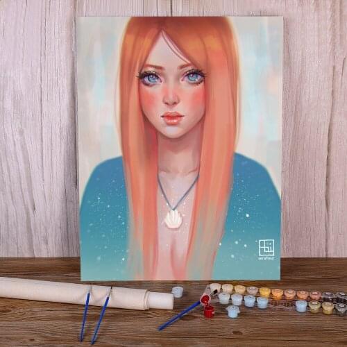 Cartoon Girl Woman Painting By Numbers Complete Kit Oil Paints 40*50 Canvas Pictures Handmade Kids Handiwork Drawing