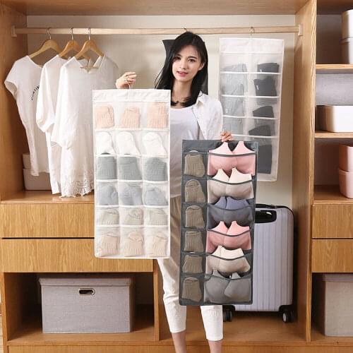 15/30 Pocket Cabinet Storage Hanging Organizers Clear Hang Bag Sock Bra Underwear Rack Organizer