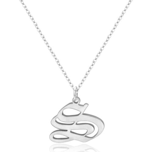 Old English Nameplate Necklace Personalized Necklace Stainless Customized Any Font Jewelry 520 Custom Couple Single Letter Gold