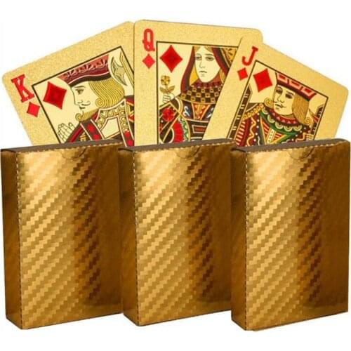 2 PCS Plastic Waterproof Gold Foil Playing Cards Novelty Poker Cards No Light Transmission Creative Playing Cards