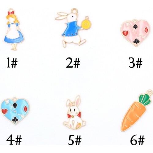 10pcs/Lot Heart Princess Rabbit Carrot Diy Handmade Oil Enamel Charms Design for Jewelry Making Earring Bracelet or Necklace