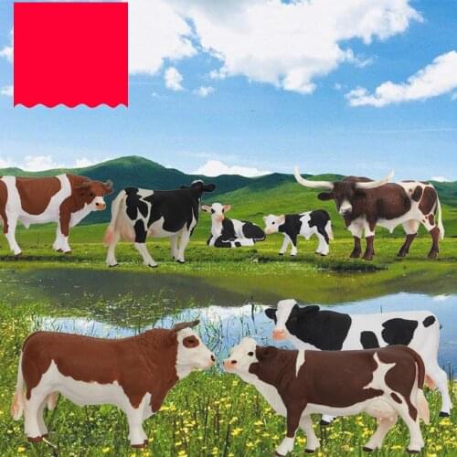 Real Life Wild Animal Toys Zoo Farm Fun Toys Cow Buffalo Yellow Cattle Bison PVC Action Figures Gifts For Kids