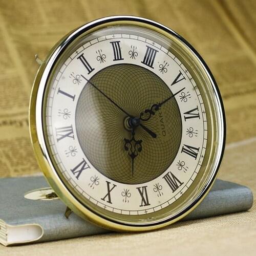 Shellhard 2-1/2" (65mm) Clock Quartz Movement Insert Roman Numeral White Face Gold Trim