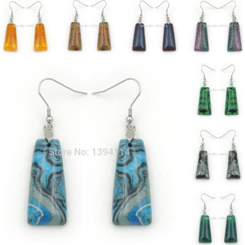Mixed Colors Agat e Trapezoid Dangle Earrings Approx 62*15*6 mm