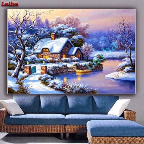 Snow House 5D Diamond Painting NoFrame Rhinestones Handicraft Diy diamond mosaic Home Decor the Full Square Diamond Painting