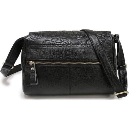 Bags Handbags Luxury Women Designer Real Leather Shoulder Bags For Women Small Printed Crossbody Messenger Bag Ladies Black