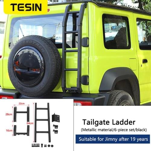 TESIN Protection Framework For Suzuki Jimny Jb74 2019+ Car Rear Door Tail Door Ladder Accessories