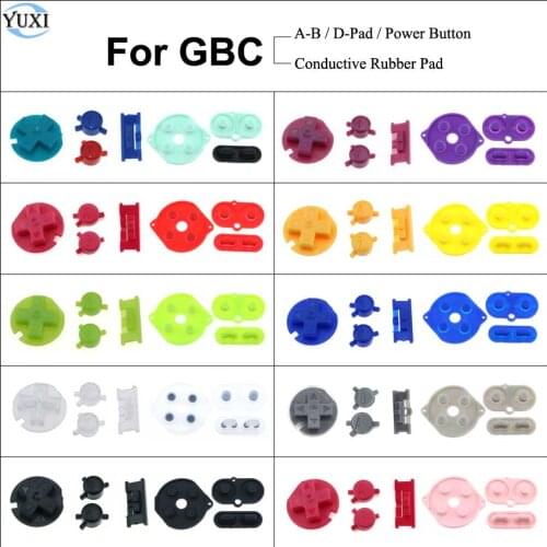 YuXi For GBC Plastic Power ON OFF Buttons Keypad A-B D-pad For Gameboy Color Rubber Conductive Silicone Pad