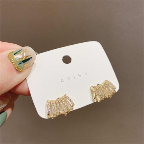 ​ZDMXJL 2021 New Fashion Womens Earrings Fine Simple Zircon Ear Stud Earrings For Women Party Girl Jewelry Gifts Wholesale