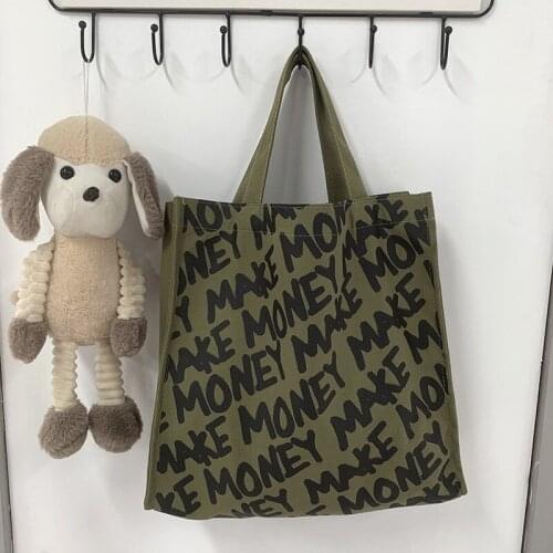 Portable Canvas Bag New Style Mens Womens School Shopping Bag Fashion Digital Print Letter Tote Bag Simple Casual Canvas Bag